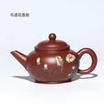 YUXINXIN Big Red teapot ore Pure Hand-Painted Clay Pot The Ball Horizontally Kong Gongfu teapot (Color : Birdy Floral)