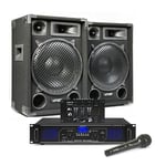 SP 12" Bluetooth PA Speakers and Amplifier, DJ Mixer & Mic FPL1000 Mobile DJ Set