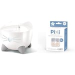 Catit Pixi Fontaine à Eau pour Chat 2,5 L Blanc & Cat it Lot de 6 filtres de Rechange pour Fontaine 43722