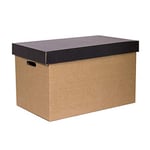 ONLY BOXES, Storage Boxes with Black Lid, Cardboard Moving and Storage Boxes with Handles, Very Strong Cardboard Boxes, 53.2 x 33.1 x 32.5 (L x W x H) in cm, 2 Units