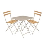 Fermob - Bistro matgrupp bord 71cm & 2 trä stolar nutmeg - Matgrupper utomhus
