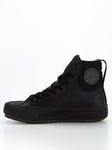 Converse Kid's Chuck Taylor All Star Berkshire Boot Leather High Top - Black, Black/Black, Size 3