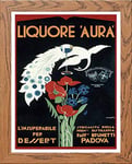 Lumartos, Vintage Poster Liquore Aura Contemporary Home Decor Wall Art Print, Wood Frame, A4 Size