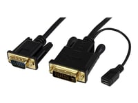 StarTech.com 6 ft DVI to VGA Active Converter Cable - DVI-D to VGA Adapter - Digital DVI to Analog VGA w/ built-in 6ft Cable - 1920x1200 (DVI2VGAMM6) - Convertisseur vidéo - DVI - VGA - noir