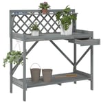 vidaXL Planteringsbord med spaljé grå massivt granträ 368430