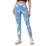 Fashionabla Tie-Dye Fitness Byxor Bekväma ventilerande Leggings för Sport Gym Jogging Blue M