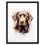 Chocolate Labrador Retriever Lovers Gift Watercolour Pet Portrait Painting Artwork Art Print Framed Poster Wall Decor