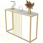 Wisfor Smalt Avlastningsbord, Konsolbord, Sidobord, Soffbord, Marmorbord, Hallmöbler, Vit, 100×30×79 cm gold