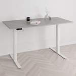 Höj och sänkbart skrivbord PREMIUM, 2 motorer, digital, vitt stativ, grå bordsskiva 160x80 cm