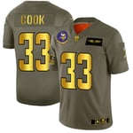 GAOLIE Dalvin Cook 33#American Football Jersey Men, Elite Edition Embroidered Rugby Jersey Short Sleeve Sport Top T-Shirt Youth Jersey-ArmyGreen-XL(185~190)