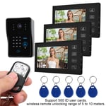 7inches Wired Video Doorbell Intercom System Card Password Remote Control 11 BLW