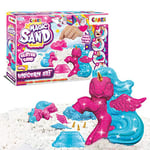 CRAZE Magic Sand Magique Set Atelier Enfant cinétique 200 g avec Moule en Forme de Licorne Sable à Modeler pailleté Loisir créatif 29725, Multicolore, 600g