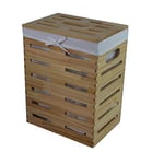 DVier Basket Laundry Chest Real Wood Solid Pine Beige with Cover Lid Handle 40 L, BxTxH 35x25x46cm
