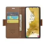 CaseMe Slim Plånboksfodral RFID-skydd Samsung Galaxy S22 Plus brun