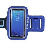 FitMania Universal Running Armband For iPhone Samsung Plus One Xiaomi All Phones With Screen Sizes Up To 6", Comfortable Sweatproof Sports Armband with Key Holder For Jogging And Gym Workouts, BLUE