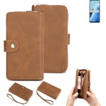2in1 protection case for Oppo Reno8 Lite 5G wallet brown cover pouch