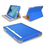 MOFRED® Blue & Tan Apple iPad Air (Launched November 2013) Leather Case Executive Multi Function Leather Standby Case for Apple New iPad Air with Built-in magnet for Sleep & Awake Feature