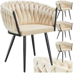 TecTake® Lot de 4 Chaises de Salle à Manger Modernes Fauteuil Salon Chaise Ergonomique Rembourrée Confortable Chaise Design Meuble Salon pour Salle à Manger, Salon, Coiffeuse, Chambre, Cuisine