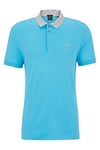 BOSS Mens Paule 1 Embroidered-Logo Polo Shirt in Interlock Cotton Blue