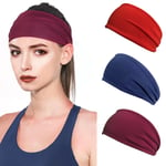 Bohemia Absorbent Yoga Sport Sweat Headband Party Wide Elastic H Wine Red