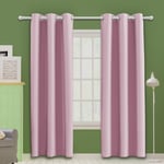 MOOORE Pink Bedroom Blackout Curtains, Eyelet Ring Top Thermal Insulated Soft Window Darkening Panel for Kitchen | Living Room | Nursery Decoration 42 X 84 Inch Drop Pink 2 Panels