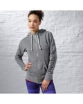 Reebok Womens Elements Logo Full Zip Hoodie - Black Grey Heather - XS