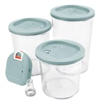 Boxulock Automatic Vacuum Sealed Food Storage Container Set. Includes 3 airtight containers, Rechargeable air Pump and Nozzle for Vacuum Sealing Food Bags.