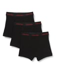 Calvin Klein Men Boxer Short Trunks Stretch Cotton Pack of 3, Black (Black W/ Pompian Red Logos), XL
