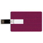 16G USB Flash Drives Credit Card Shape Teen Decor Memory Stick Bank Card Style Zigzag Chevron Pattern with Curved Stripes Minimalist Abstract Design,Magenta Black Waterproof Pen Thumb Lovely Jump Driv