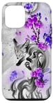 Coque pour iPhone 15 Pro Renard Kawaii Renard Cerisier Fleurs Violet Fleur Lavande