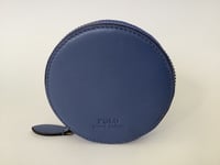 New Ladies Polo Ralph Lauren Blue Leather Circular Zip-around Coin Pouch