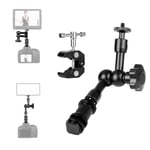 koolehaoda 7" Magic Arm with Large Crab Clamp and Hot Shoe Mount 1/4" Magic DSLR Tripod Arms Kit for Photography, Video,Camera Rig, LED Light,Flashlight,Microphone (Magic Arm 7" Black)