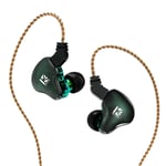 KBEAR KS2 in Ear Monitors,H HIFIHEAR 1BA 1DD Stereo in Ear Earphones, HiFi in Ear Ear Earbud Headset Noise Cancelling Hybrid Earphone with Removable Cable for Running Walking（Green, NO MIC）