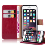 Cadorabo Book Case works with Apple iPhone 6 / iPhone 6S in WINE RED - with Magnetic Closure, Stand Function and Card Slot - Wallet Etui Cover Pouch PU Leather Flip
