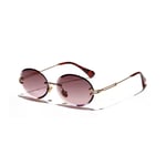 Crystal Round Rimless Sunglasses Gradient Gray Lens Candy Small Sun Glasses for Women Summer Style Female Gift UV400-C1 Dark Purple