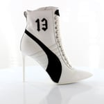 Puma Fenty by Rihanna 13 Womens High Heel Leather White Black Shoes 363038 02