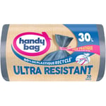Handy bag sacs poubelle à lien pratique ultra resistant 30l, 80% de plastique recyclé, 1 rouleau de 20 sacs