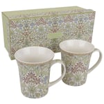 Set of 2 William Morris China Mugs Hyacinth Design in Gift Box