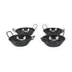 Enamelled Deep Frying Pan With Handles Set of 4 Kitchen Cookware (Diam) 16cm
