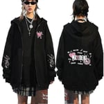 Koreansk Mode Stray Kids Maxident Dragkedja Hoodie Herrar Damer Cardigan Zip Up Jacka Hoodies Par Casual Mode Tröjor Svart m