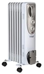 Russell Hobbs 1500W/1.5KW Oil Filled Radiator, 7 Fin Portable Electric Heater - White, Adjustable Thermostat with 3 Heat Settings, Safety Cut-off, 15 m sq Room Size, RHOFR5001, 2 Year Guarantee