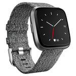 Ouwegaga Compatible with Fitbit Versa Strap/Fitbit Versa 2 Strap, Woven Bands Replacement Sport Wristband Compatible with Fitbit Versa Smartwatch Large, Black Grey