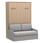 Lit escamotable vertical canapé MULTIMO couchage 140x200cm chêne