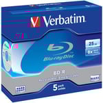 Blu-Ray BD-R media Verbatim 25 GB/200 min 6X, Hard Coat MABL, 5-pack jewel case