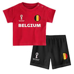 FIFA Unisex Kids Official Fifa World Cup 2022 & - Belgium Home Country Tee Shorts Set, Red/Black, 18 Months UK