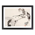 Birds By Ren Yi Asian Japanese Framed Wall Art Print, Ready to Hang Picture for Living Room Bedroom Home Office Décor, Black A2 (64 x 46 cm)