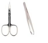 Parsa - Beauty Scissor With Curved Cutting Edges Steel + Parsa - Beauty Tweezer Steel