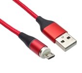 Premiumcord Magnetisk Laddnings- Och Datakabel För Micro Usb Och Usb-C 1M, Röd