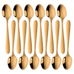 Meisha 12-Piece (11.7cm, 4.6 inches) Fine Coffee Spoon, Teaspoons, Mirror Polishing Mini Spoon Set - Gold