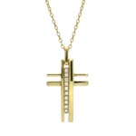 18ct Yellow Gold Diamond Contemporary Cross Necklace